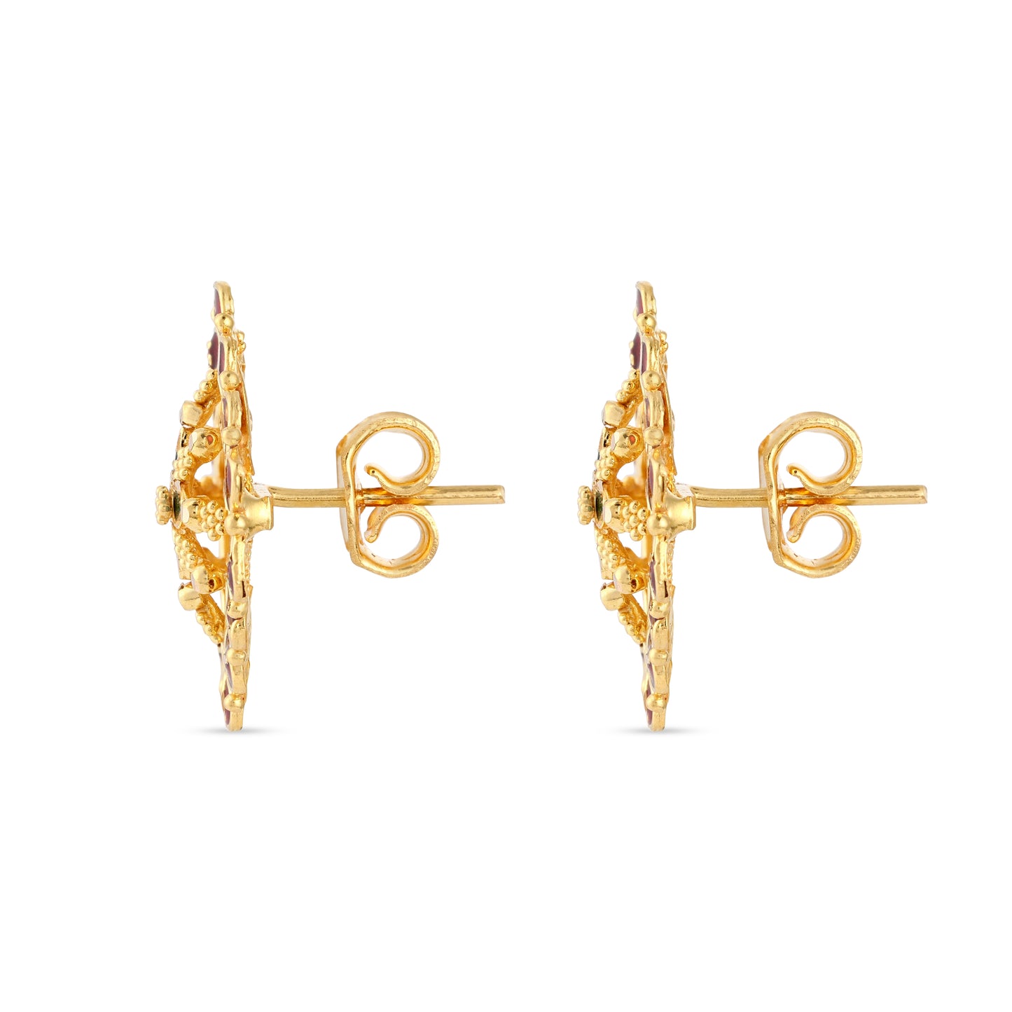 21K Red & Green Mina Gold Earrings
