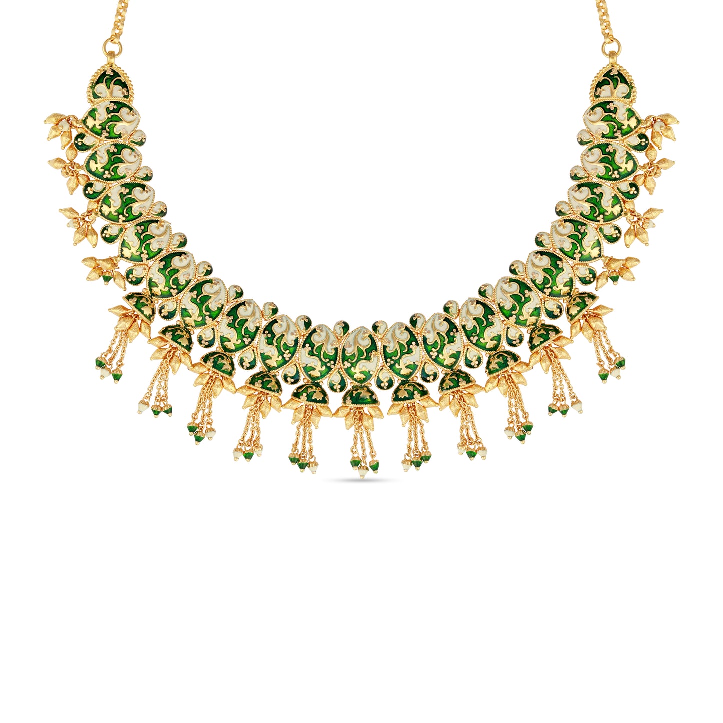 21K Green & Ivory Mina Gold Necklace