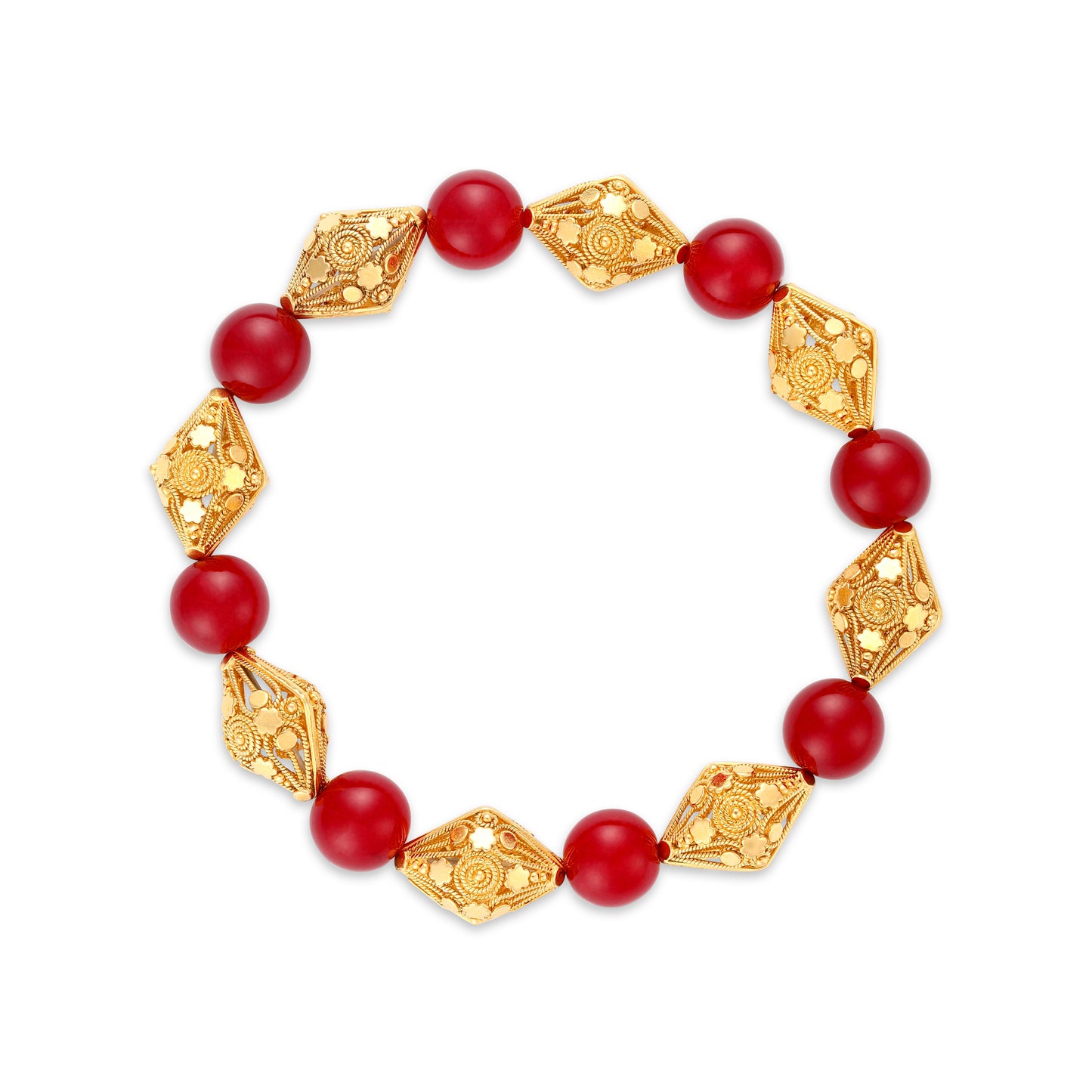 21K Mina Gold Bracelet with Red Onyx Stone