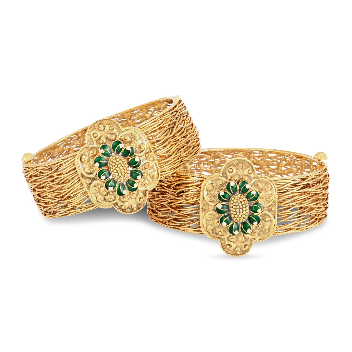 21K Green & Ivory Mina Gold Bangle