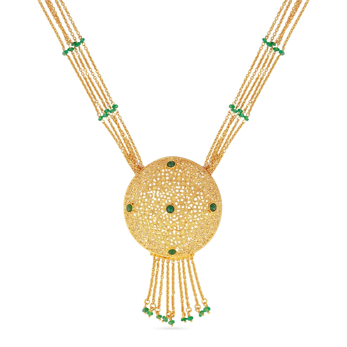 21K Green Stone Gold Necklace