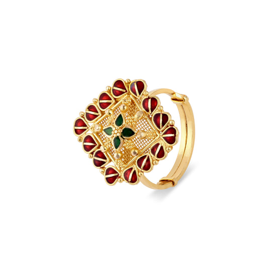 21K Red & Green Mina Gold Ring