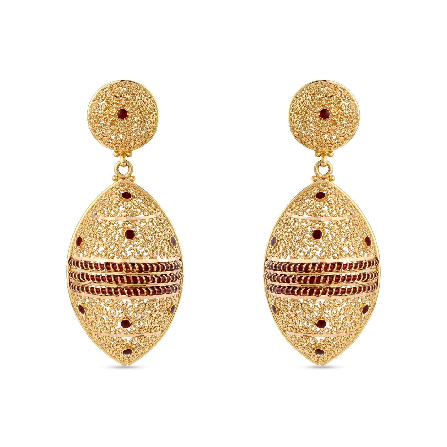 21K Red Mina Gold Earrings