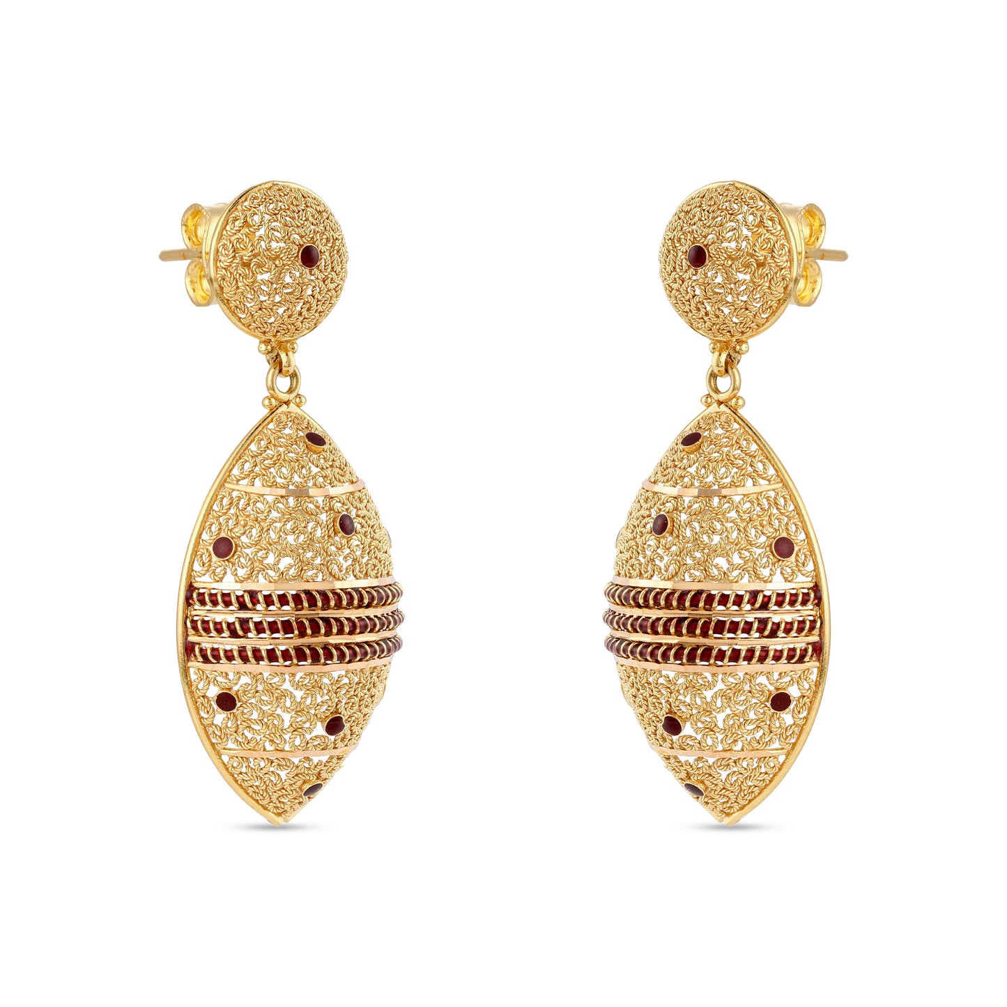 21K Red Mina Gold Earrings