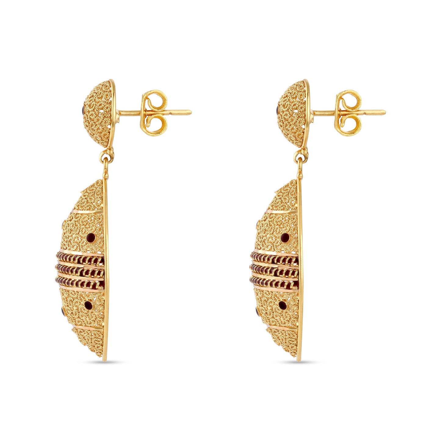 21K Red Mina Gold Earrings