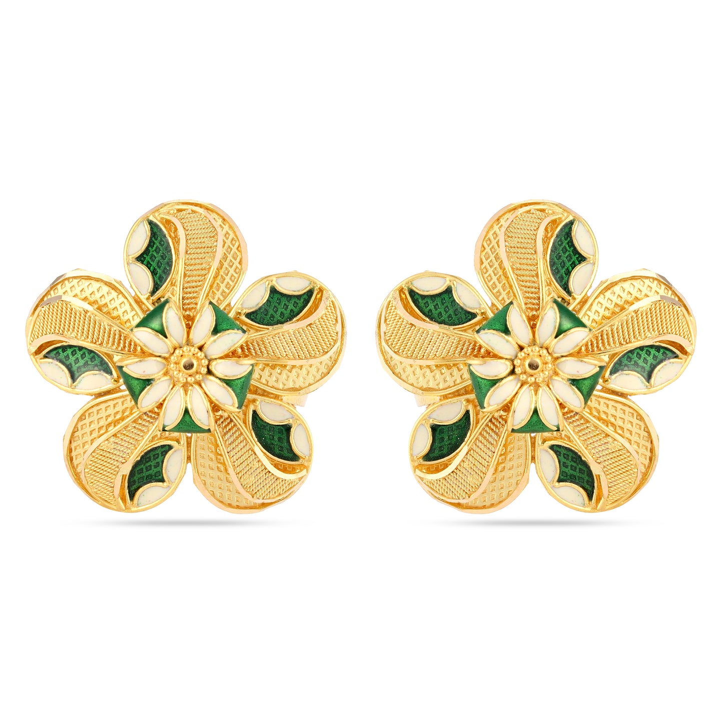 21K Green & Ivory Mina Gold Earrings