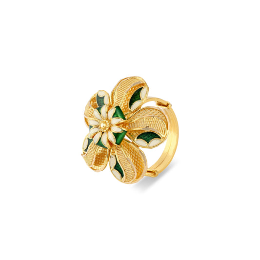 21K Green & Ivory Mina Gold Ring