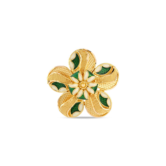 21K Green & Ivory Mina Gold Ring