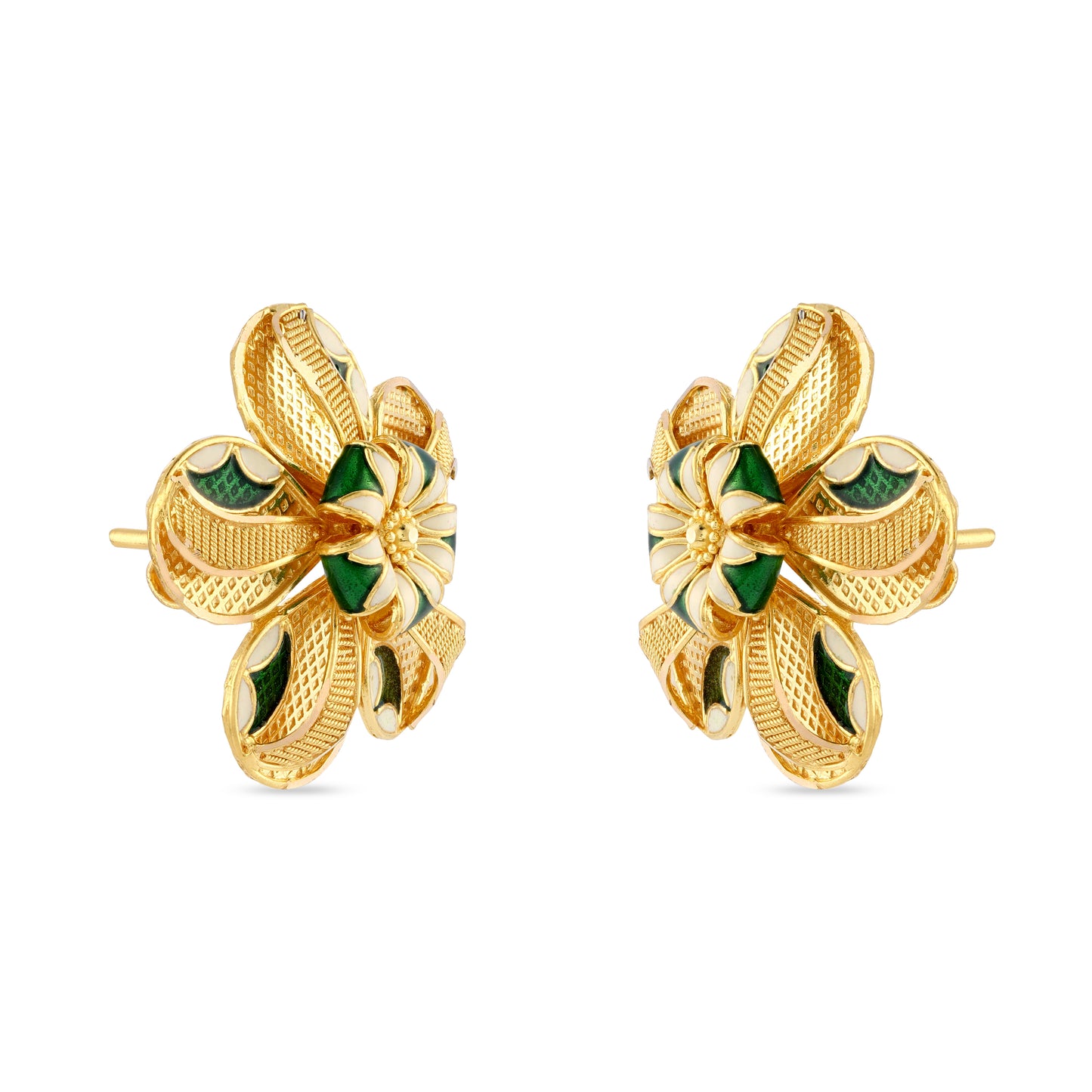 21K Green & Ivory Mina Gold Earrings