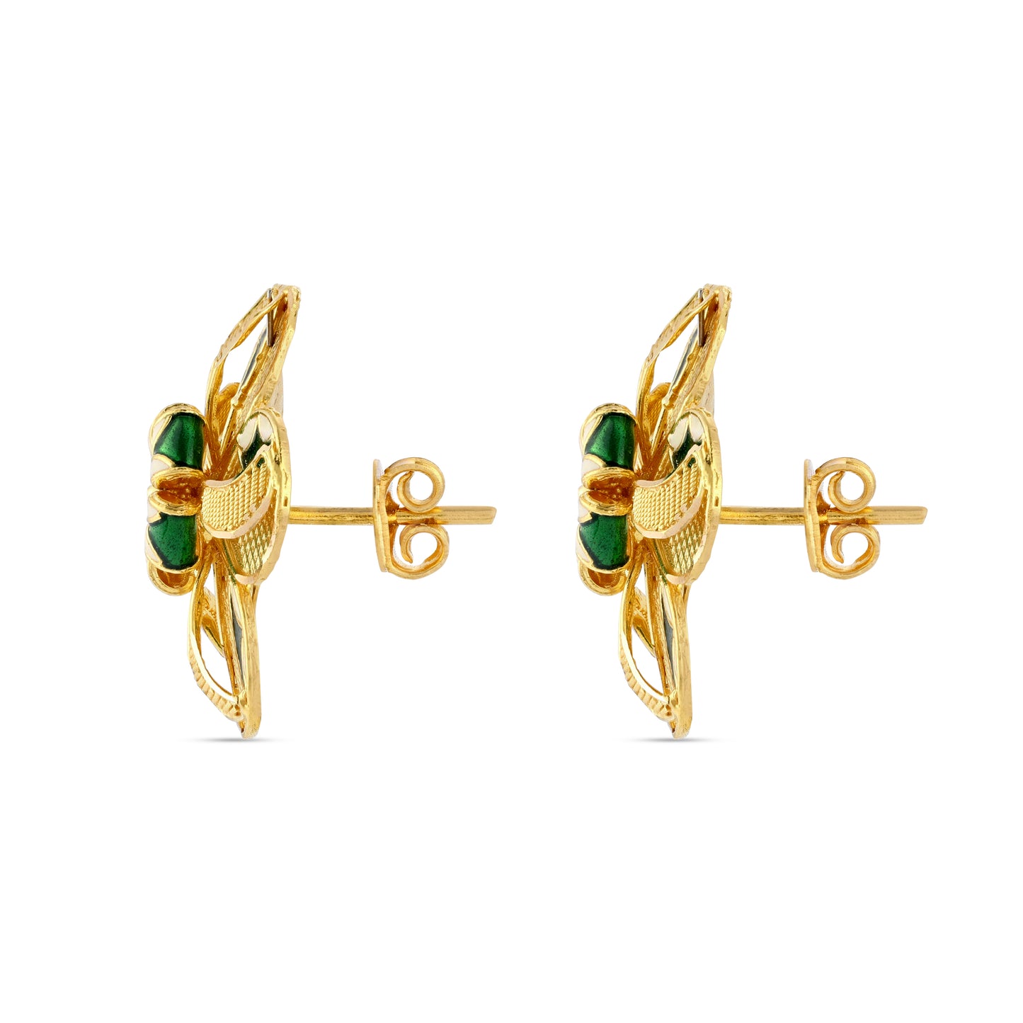 21K Green & Ivory Mina Gold Earrings