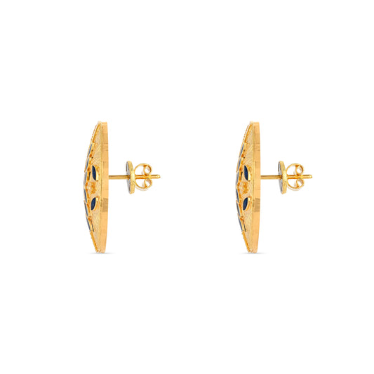 21K Blue Mina Gold Earrings