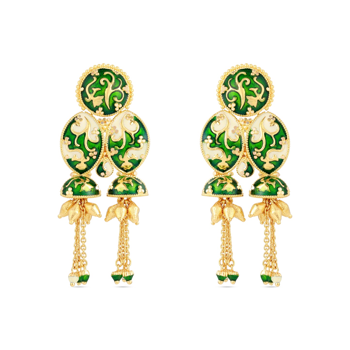 21K Green & Ivory Mina Gold Earrings