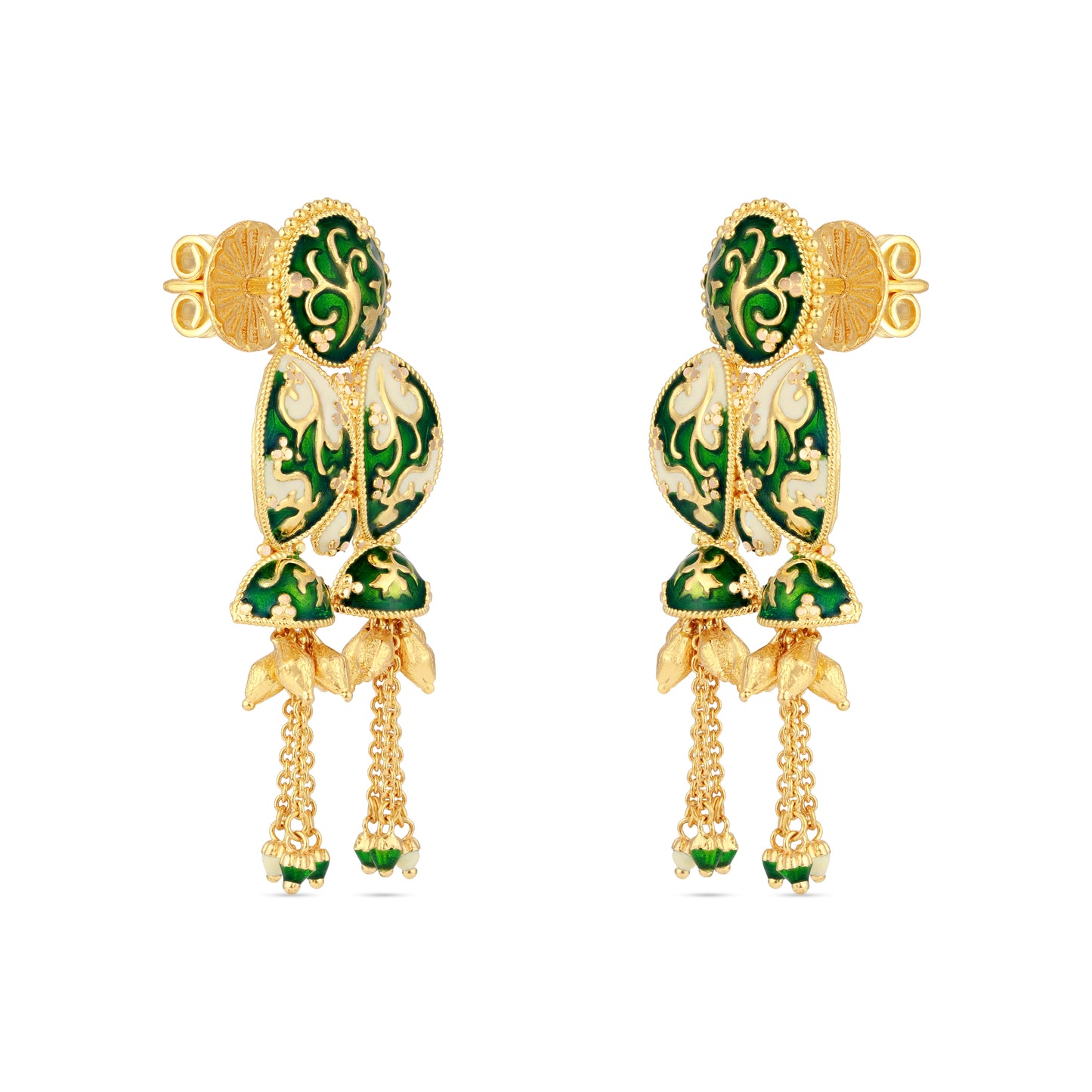 21K Green & Ivory Mina Gold Earrings
