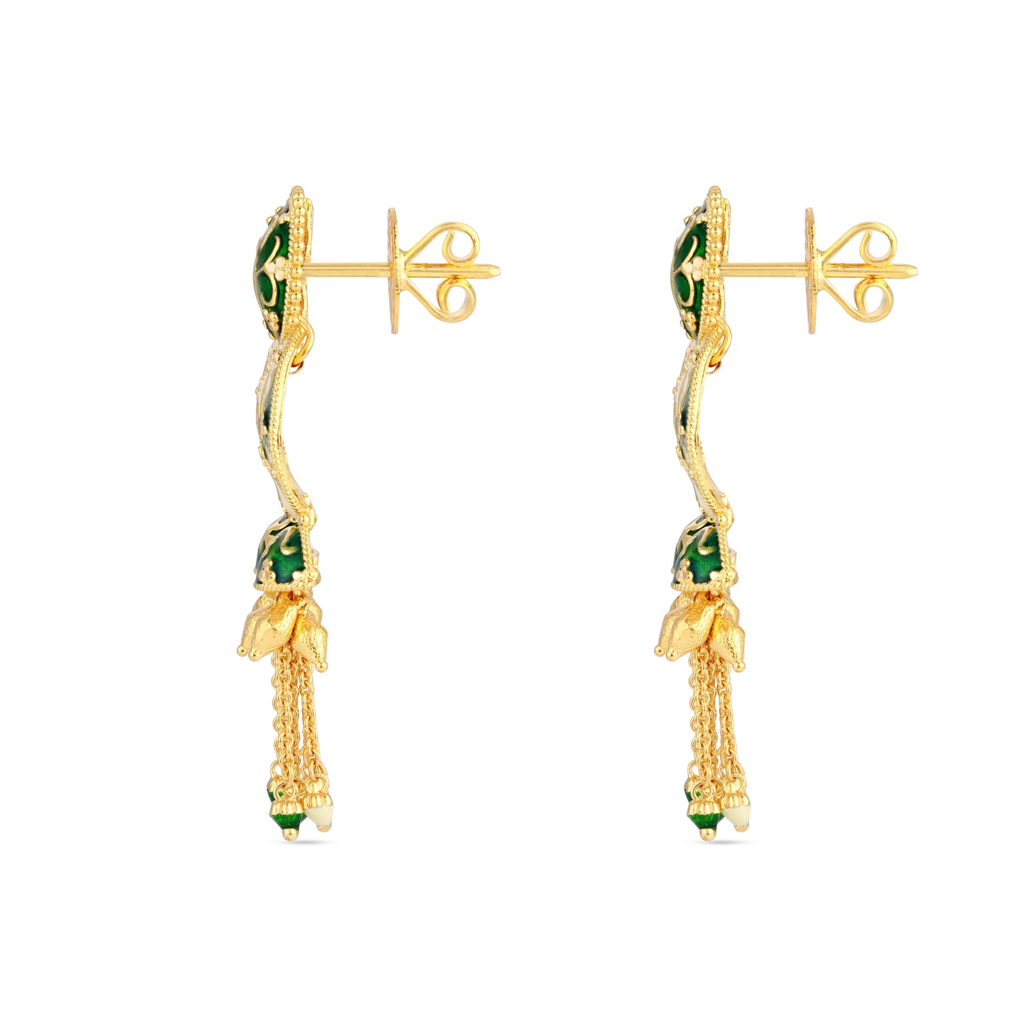 21K Green & Ivory Mina Gold Earrings