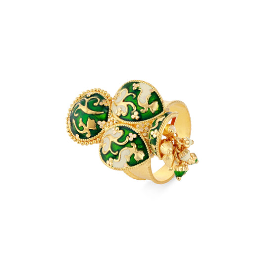 21K Green & Ivory Mina Gold Ring