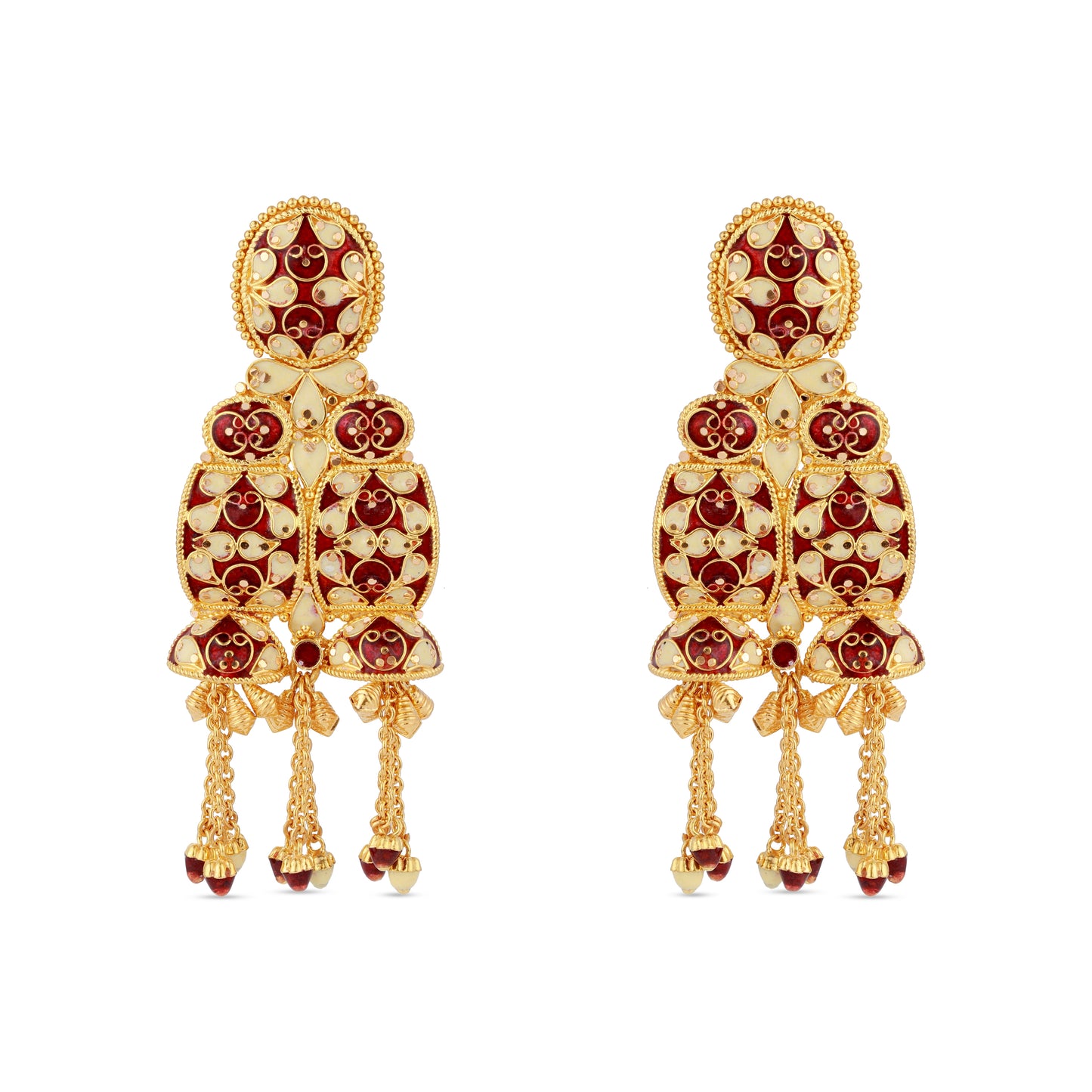 21K Red & Ivory Mina Gold Earrings