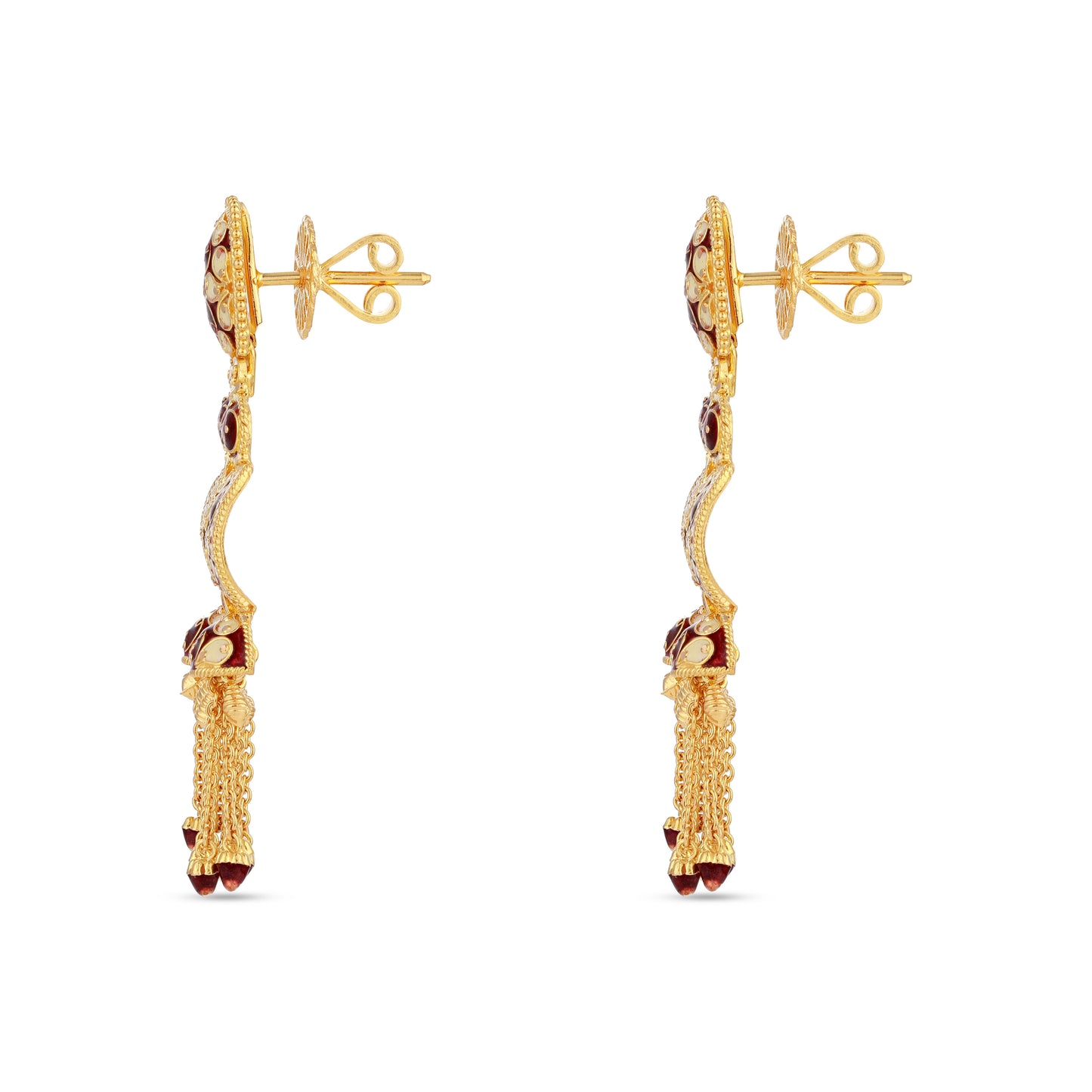 21K Red & Ivory Mina Gold Earrings