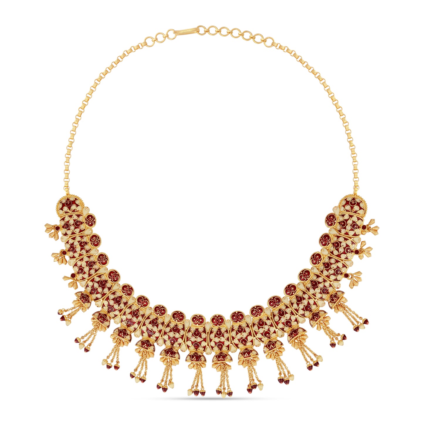 21K Red & Ivory Mina Gold Necklace
