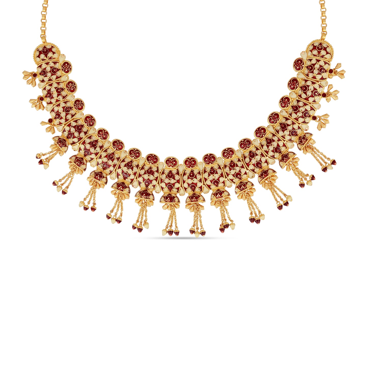 21K Red & Ivory Mina Gold Necklace
