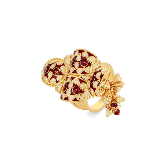 21K Red & Ivory Mina Gold Ring