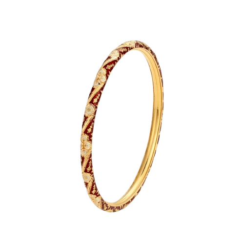 21K Red & Ivory Mina Gold  Bangle