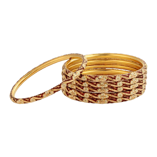 21K Red & Ivory Mina Gold  Bangle