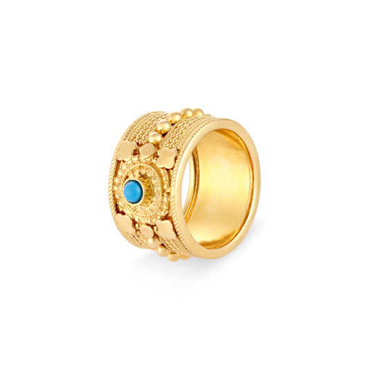 21K Firoza Stone Gold Ring