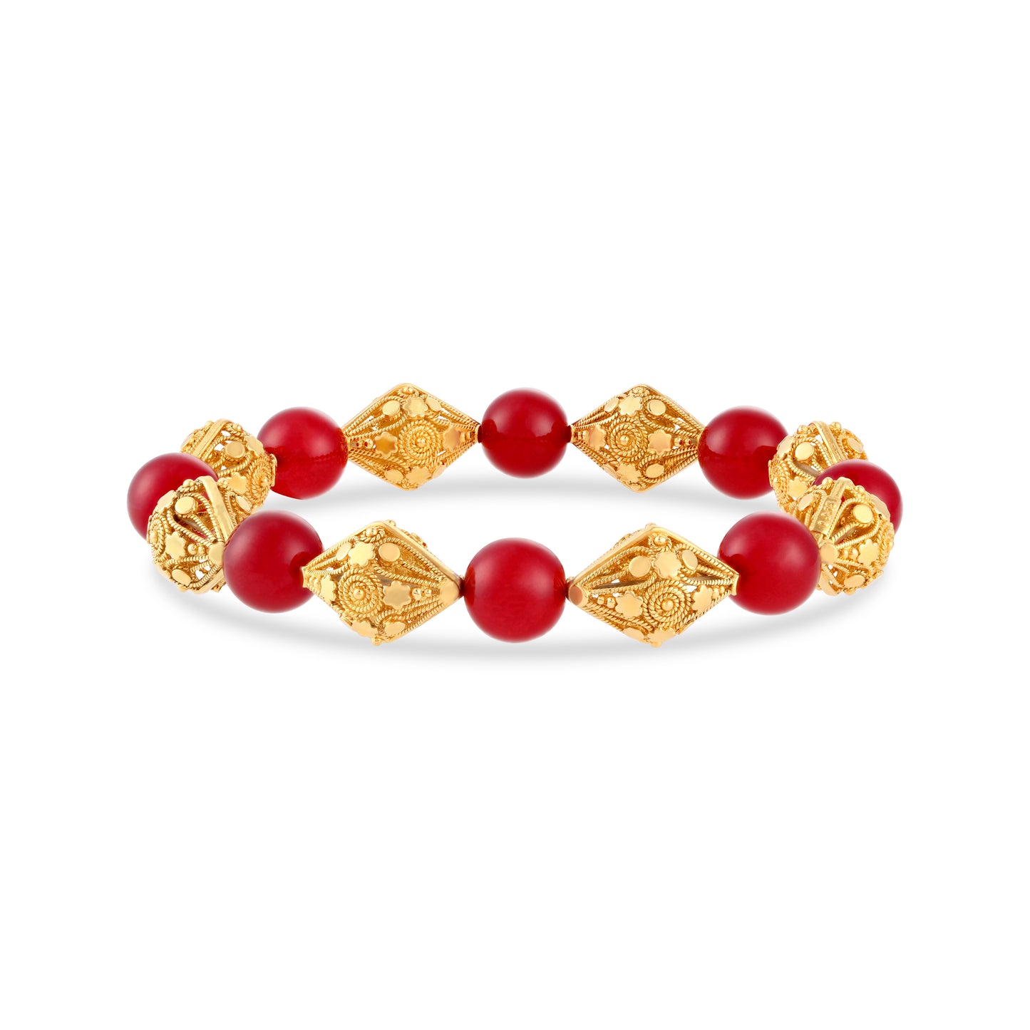21K Mina Gold Bracelet with Red Onyx Stone