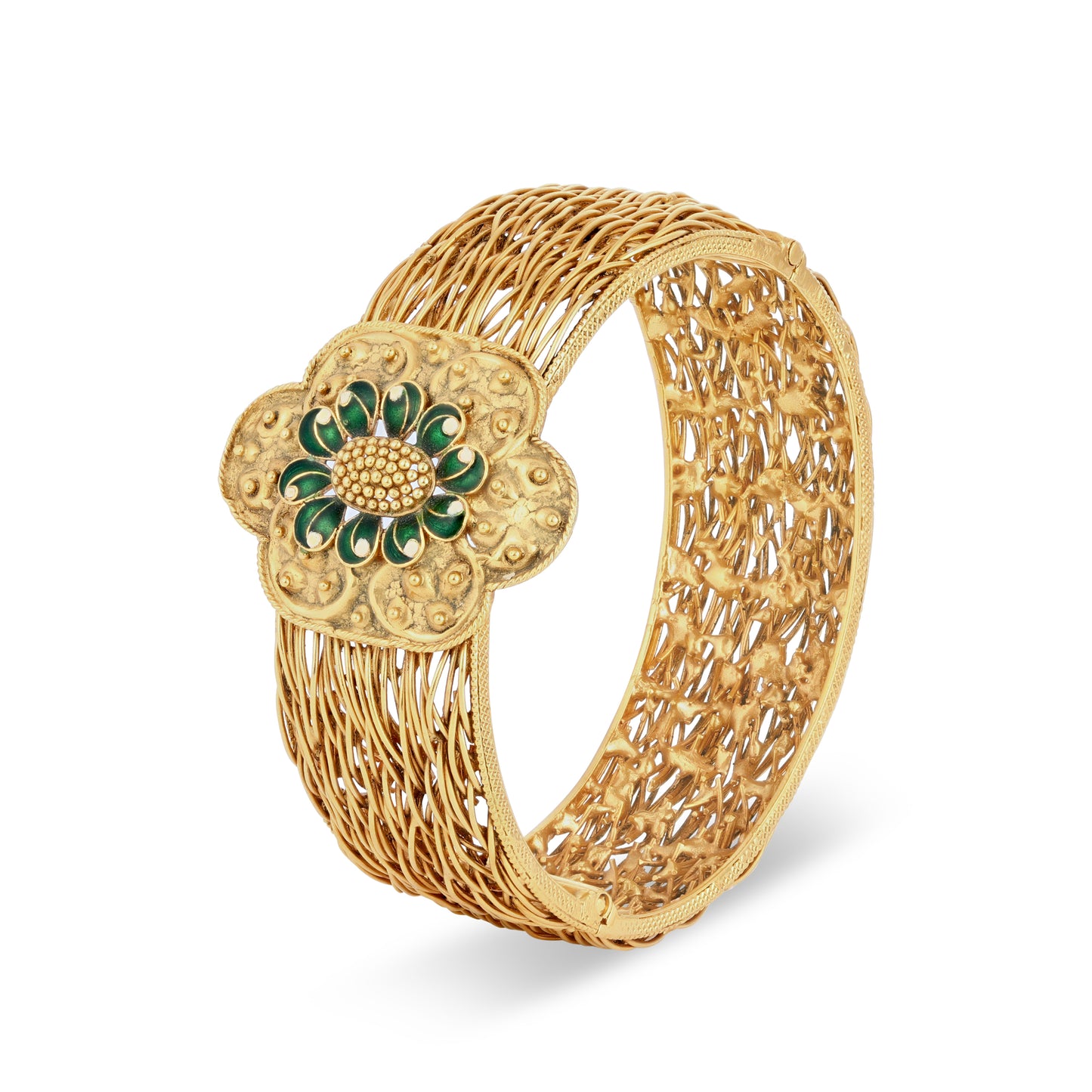 21K Green & Ivory Mina Gold Bangle