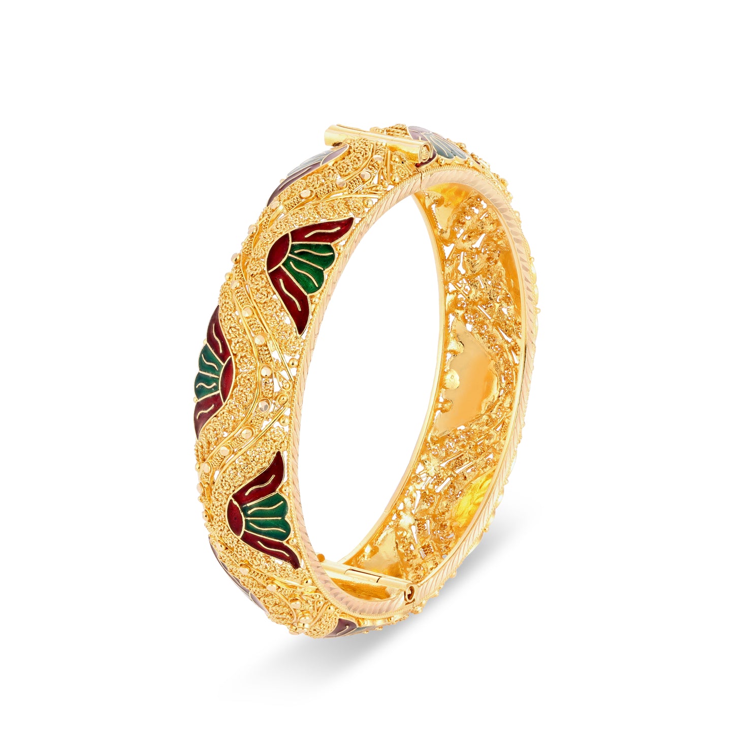 21K Red & Green Mina Gold Bangle