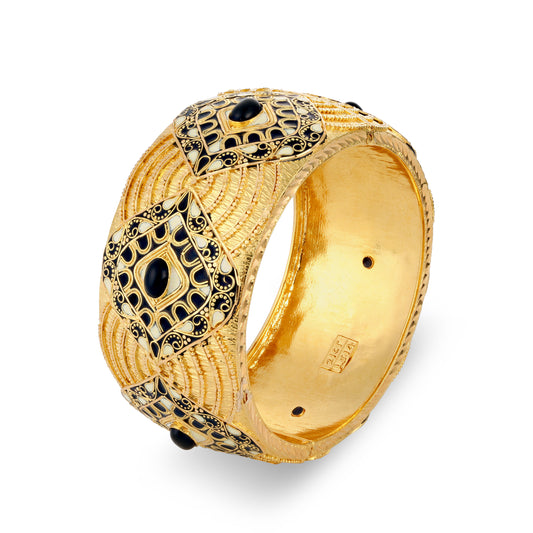 21K Black & Ivory Mina Gold Bangle