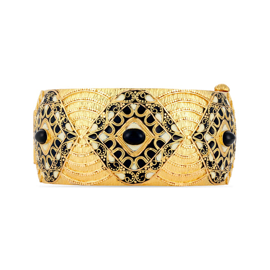 21K Black & Ivory Mina Gold Bangle