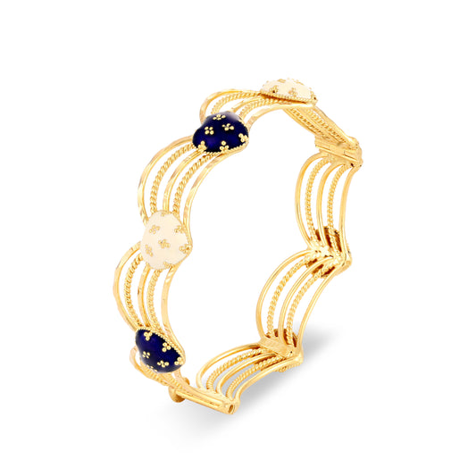 21K Blue & Ivory Mina Gold Bangle