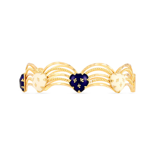 21K Blue & Ivory Mina Gold Bangle