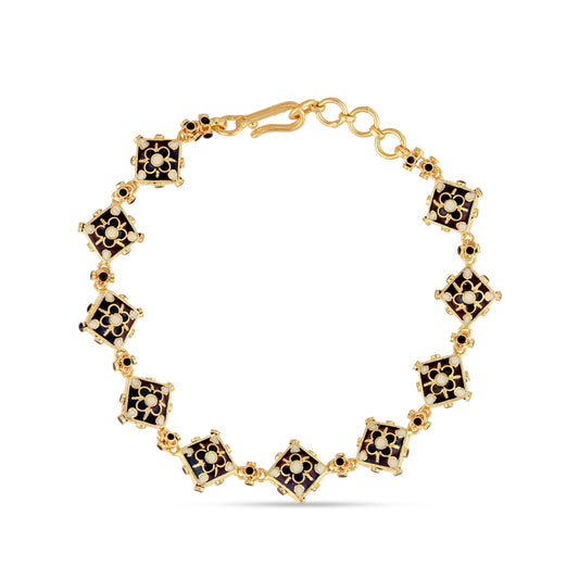 21K Black & Ivory Mina Gold Bracelet