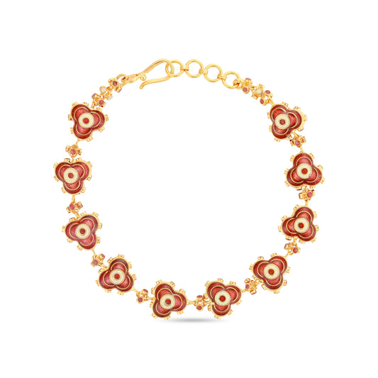 21K Coral Pink Mina Gold Bracelet