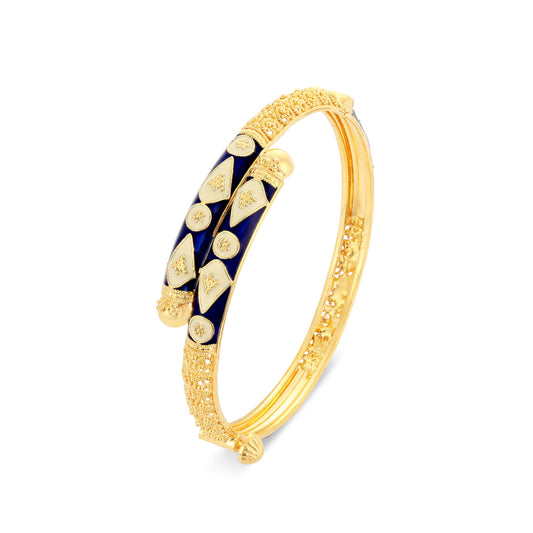 21K Blue & Ivory Gold Bangle