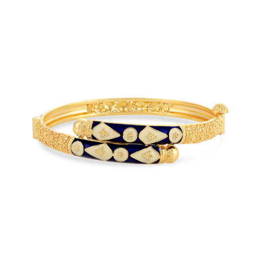 21K Blue & Ivory Gold Bangle