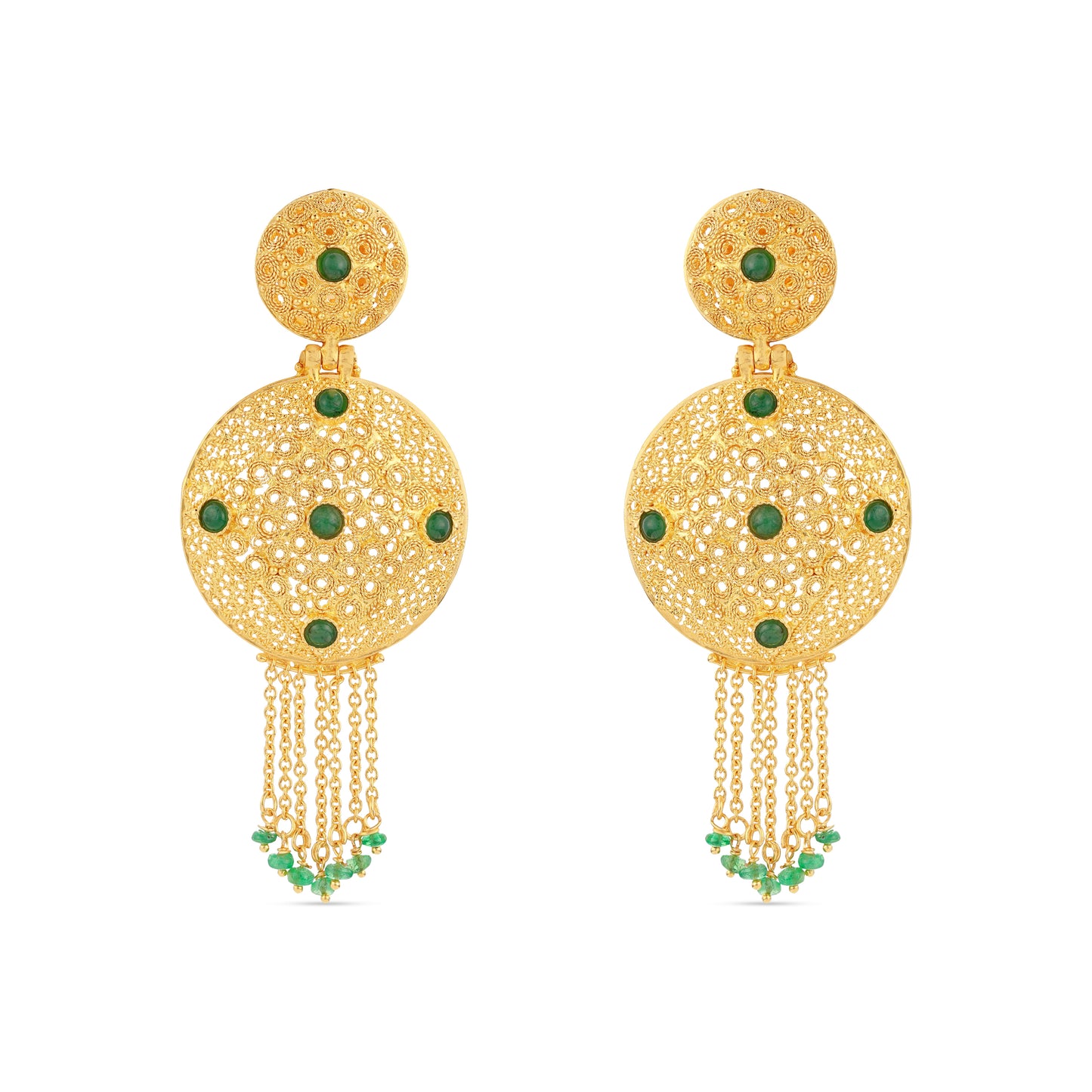 21K Green Stone Gold Earrings
