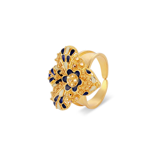 21K Blue & Ivory Ring