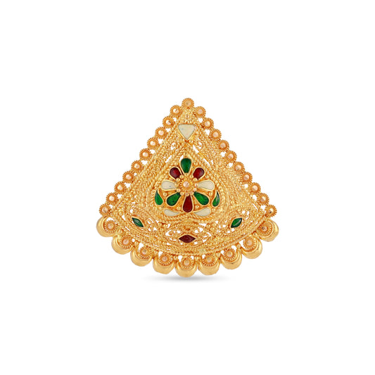 21K Red Green & Ivory Mina Gold Ring