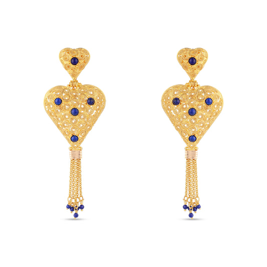 21K Blue Stone Gold Earrings