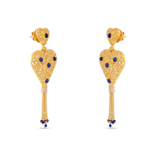 21K Blue Stone Gold Earrings