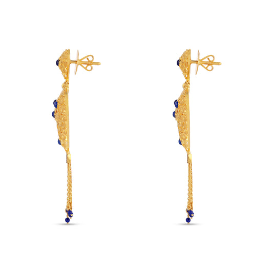 21K Blue Stone Gold Earrings