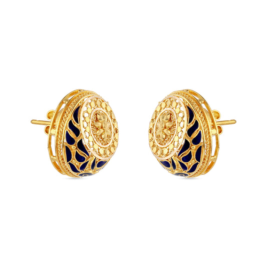 21K Blue Mina Gold Earrings