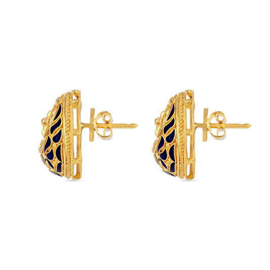 21K Blue Mina Gold Earrings